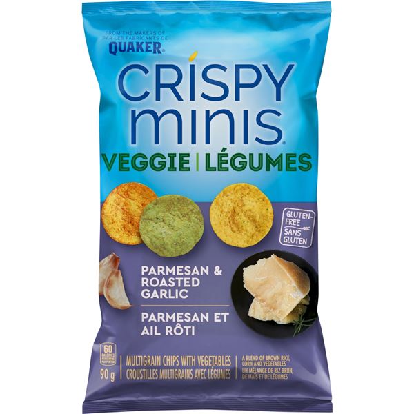 NEW 9 X 90G CRISPY MINIS VEGGIE ROASTED GARLIC