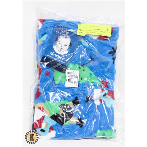 NEW GERBER BABY PAJAMA FOR 6-9 MONTHS - BLUE SANTA