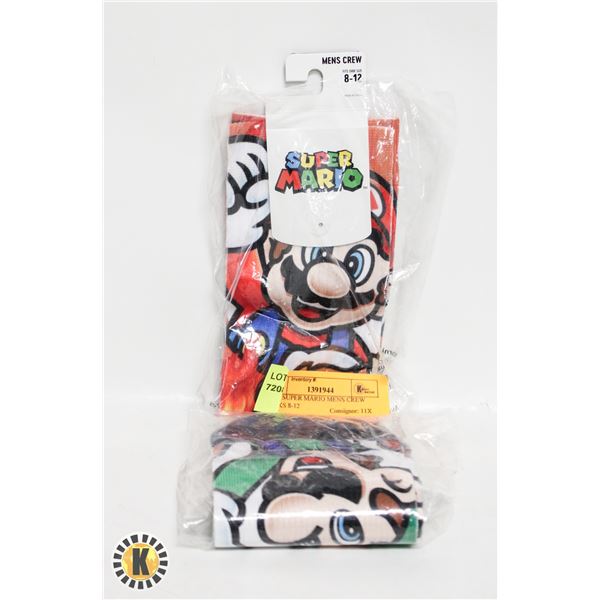 NEW SUPER MARIO MENS CREW SOCKS 8-12