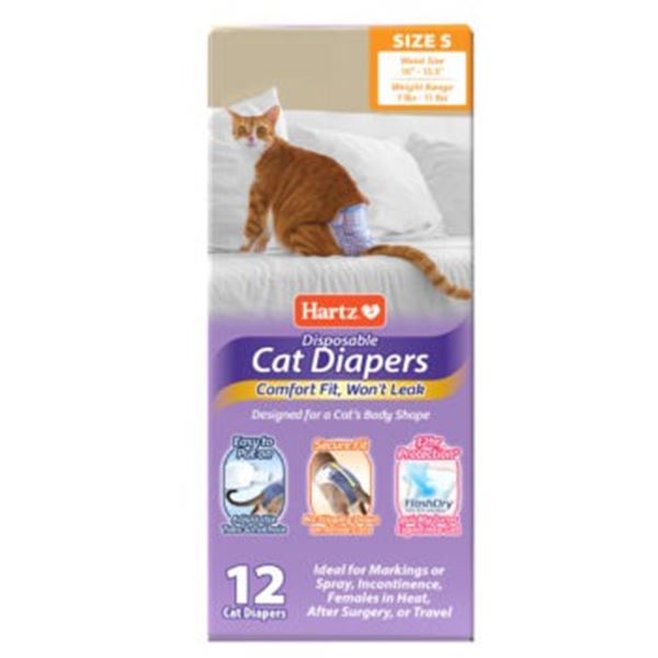 NEW REPACKED HARTZ 12 DISPOSABLE CAT DIAPERS
