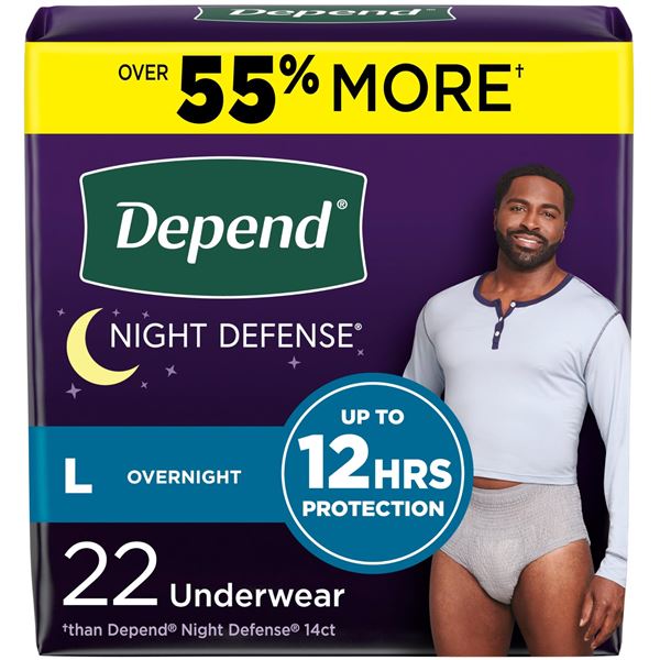 NEW 22 UNDERWEAR DEPEND LARGE NIGHT DEFENSE