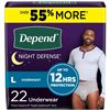 Image 1 : NEW 22 UNDERWEAR DEPEND LARGE NIGHT DEFENSE