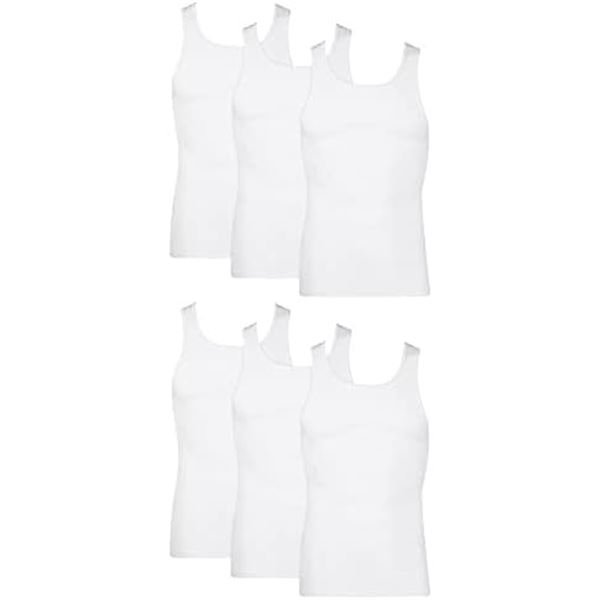 NEW 6 HANES TAGLESS TANKS WHITE LARGE