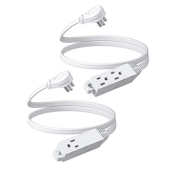 NEW 2 PACK JEWENWILS 3 FT EXTENSION CORD