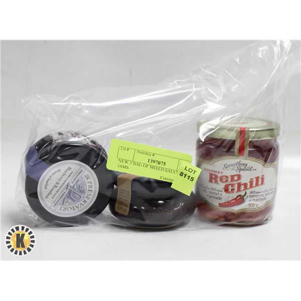NEW 3 BAG OF MIXED SAUCES AND JAMS