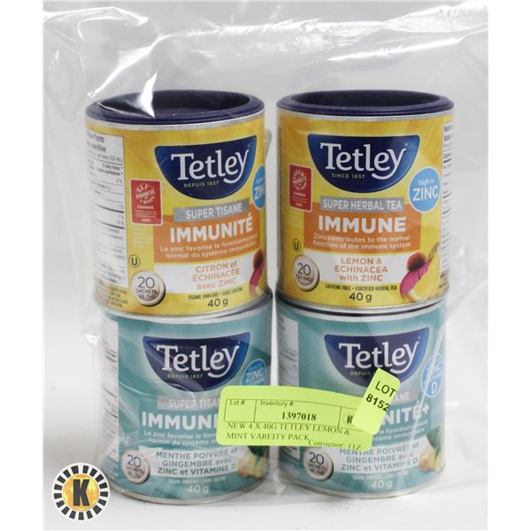 NEW 4 X 40G TETLEY LEMON & MINT VAREITY PACK