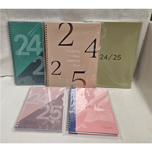 NEW 5 PACK MIXED COLOR 2024-2025 ACADEMIC PLANNER