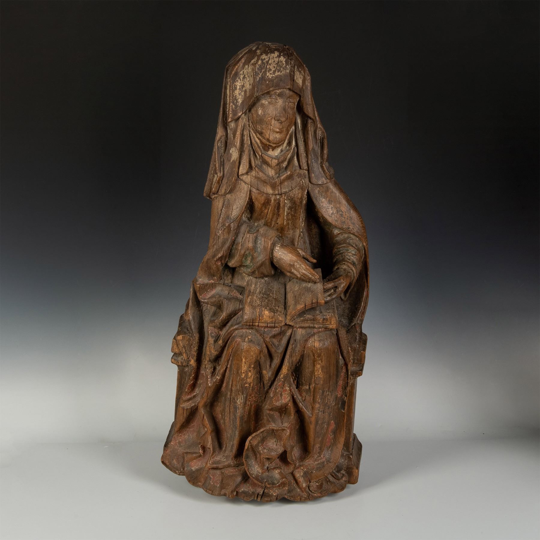 Early Renaissance German School Oak Sculpture of Saint Anne
