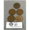 Image 1 : 5 Large English Copper Pennies1907-1936