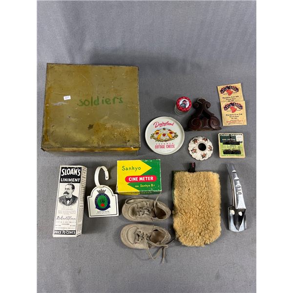 Vintage Biscuit Tin & Contents