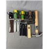 Image 1 : Vintage Die Cast Tractor Toys, Pen/Pencils, Reproduction Stanely Cup Ring & Bench Mark Hammer