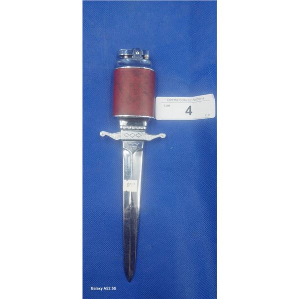 1950s ATC leather wrapped letter opener/lighter 10"
