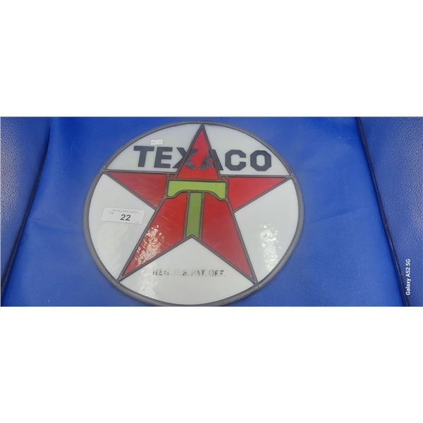 Gorgeous Texaco stained glass window 14" diameter