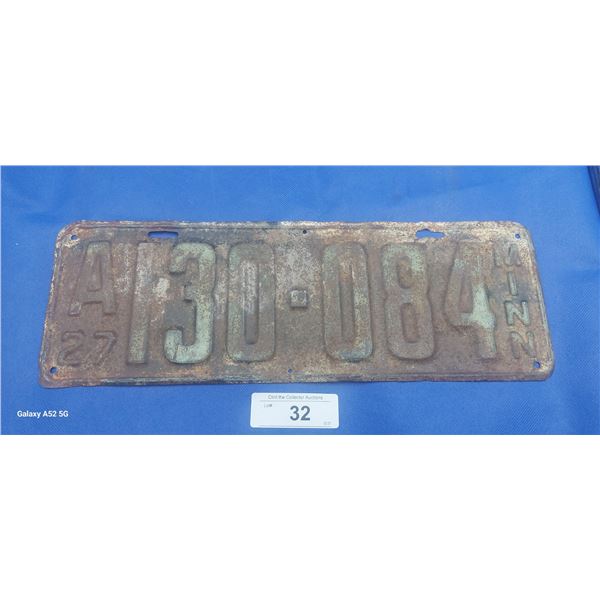 1927 Minn license plate