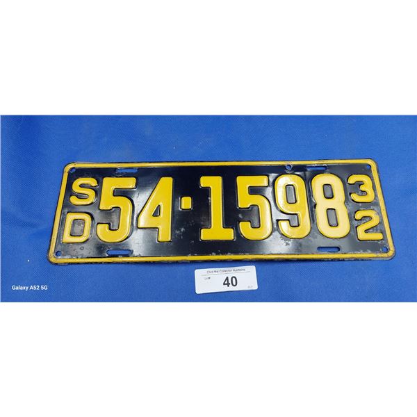 1932 SD license plate, looks to be very nice repaint
