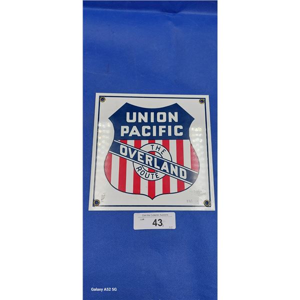 Nice repro Union Pacific porcelain sign 8"x8"