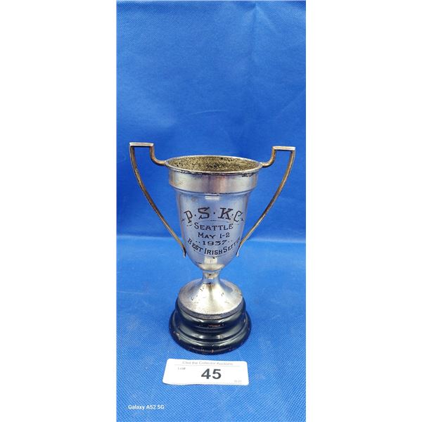 Nice vintage 1937 dog show trophy 6.5"