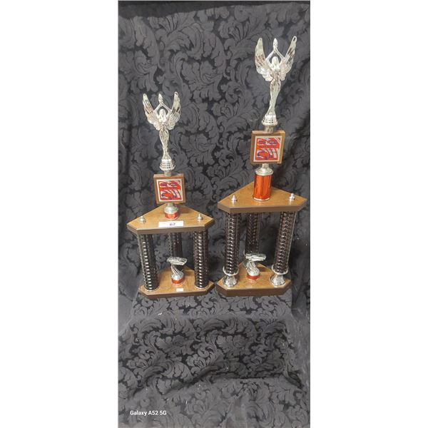 Pair of vintage car trophies 1986, 28" & 23"  tall