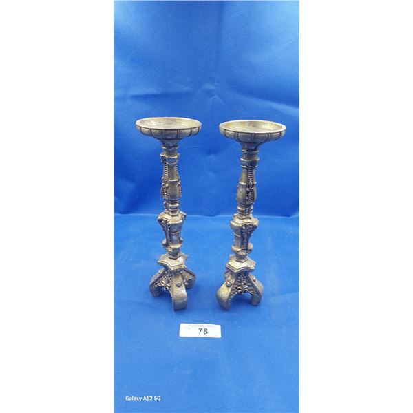 Nice pair of brass candle holders 12"