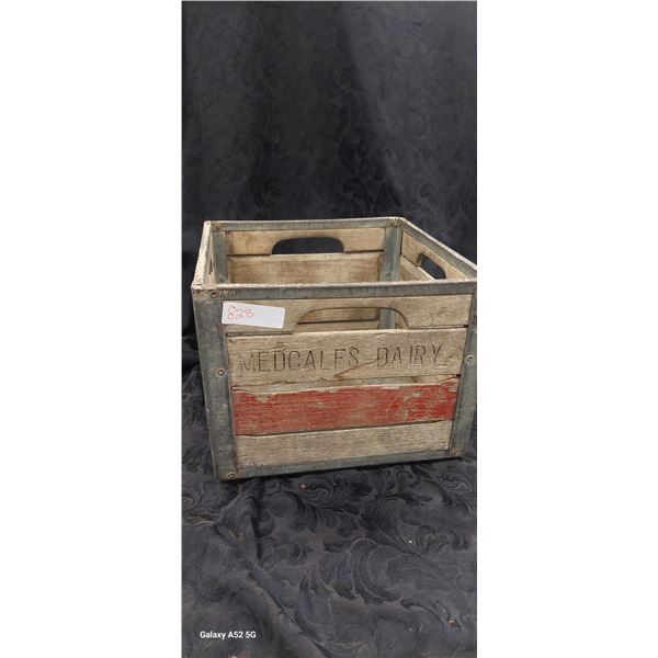 Vintage metal & wood Medcalf Dairy crate