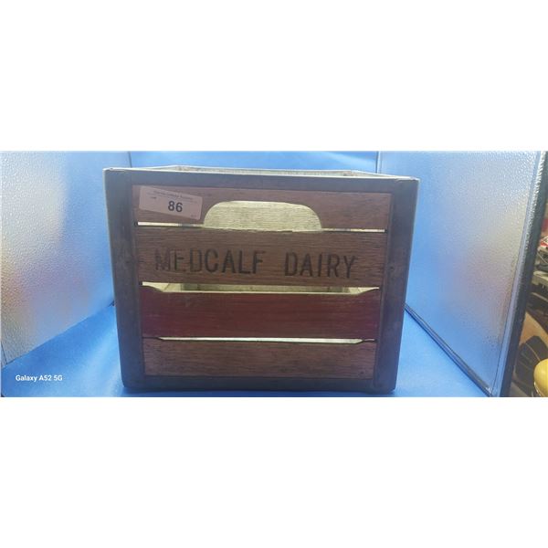 Vintage metal & wood Medcalf Dairy crate