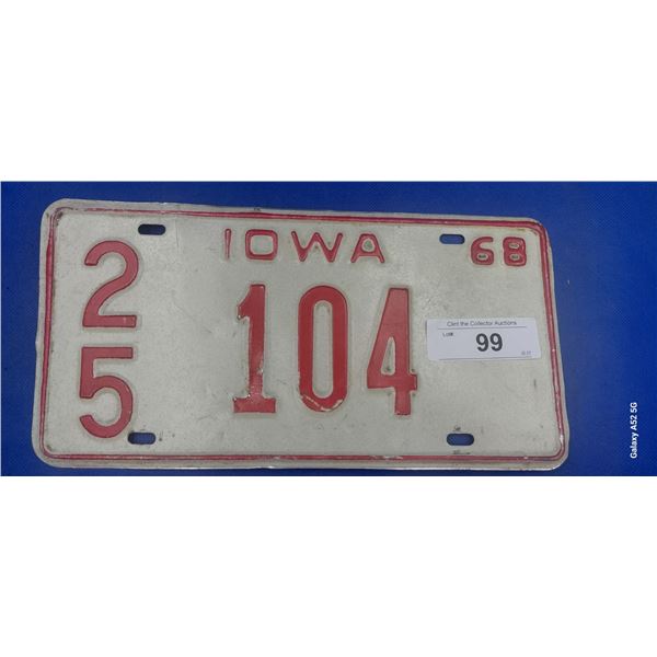 1968 Iowa license plate