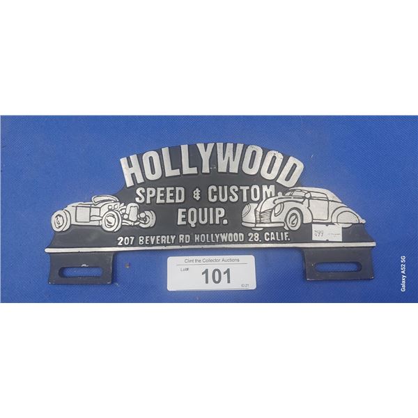 Nice repro plate topper Hollywood Speed & Custom 10"