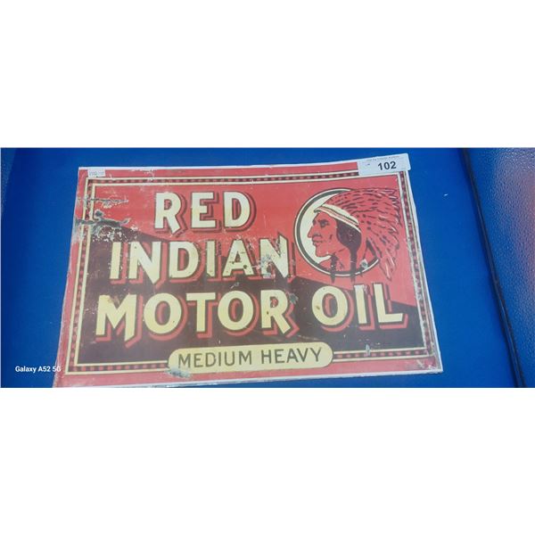 Repro Red Indian 2 sided metal sign 17" x 11"