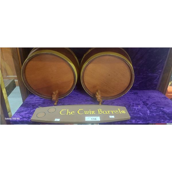 The Twin Barrels pub sign and barrel ends