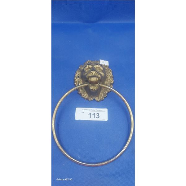 Vintage brass lion's head knocker 10"