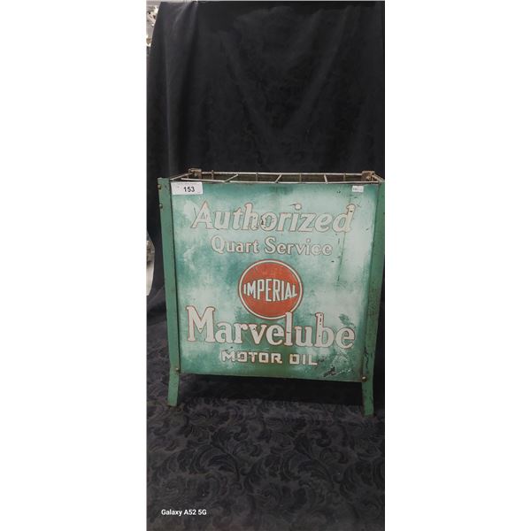 Rare porcelain Marvelube oil stand 22" x 19" x 10"