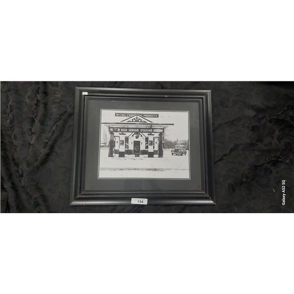Vintage Red Indian service station framed photo 24" x 21"