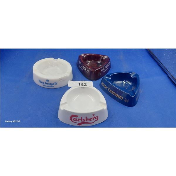 4 small vintage Advertising ashtrays