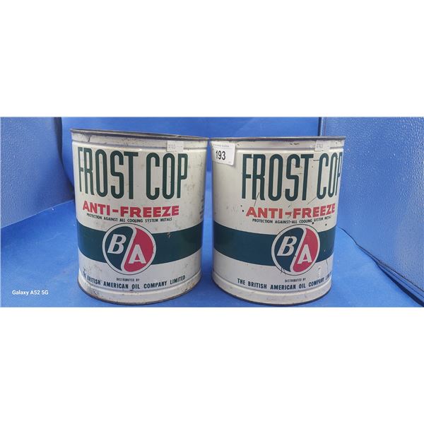 Pair of B/A antifreeze tins