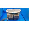 Image 3 : Hand carved leather Mexican camera bag containing several vintage cameras