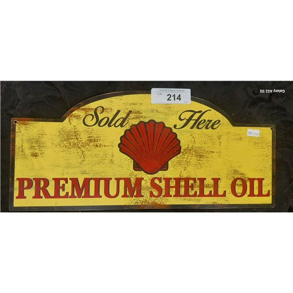 Reproduction metal shell Oil sign 17"