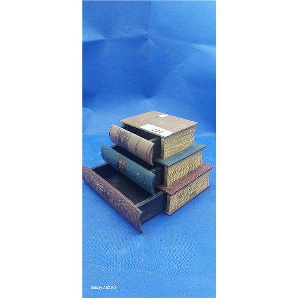 Vintage wooden secret compartment meant to look like books