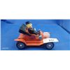 Image 1 : Vintage tin toy man in orange car, made in Japan