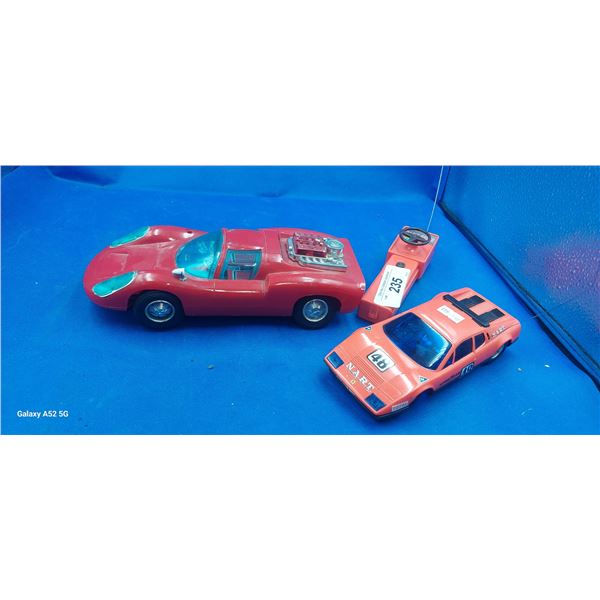 Vintage RC car and plastic toy Porsche
