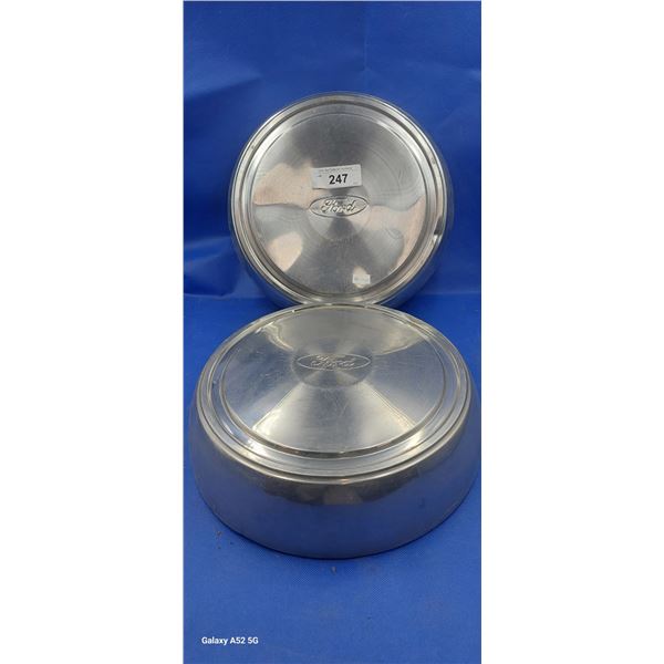 Pair of vintage Ford dog dish hub caps