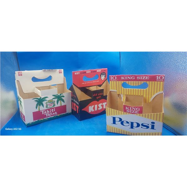 Lot of 3 vintage 1950s-60s soda cases inc Pepsi, Kist & Canada Dry
