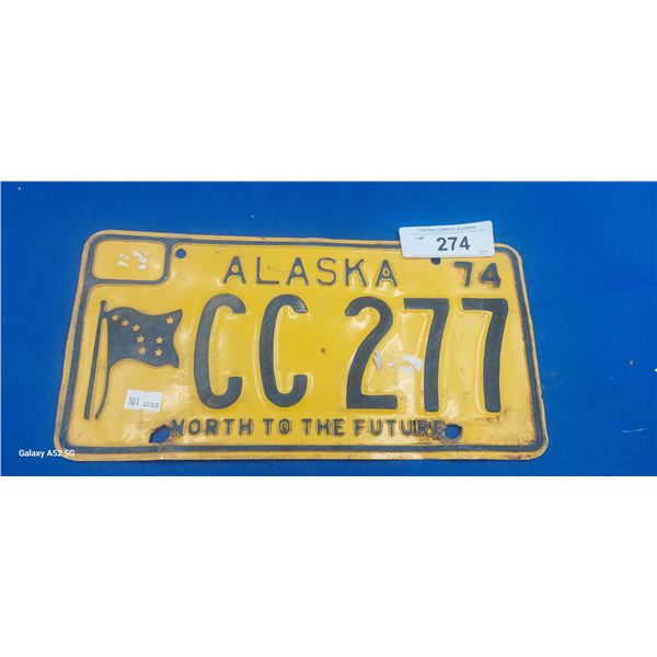 Vintage 1974 Alaska license plate