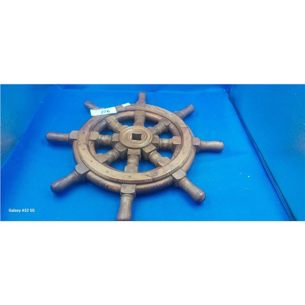 Vintage wooden ship's wheel 17"