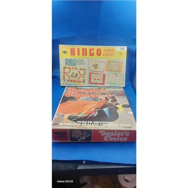 2 vintage board games, Bingo & Dealer's Choice