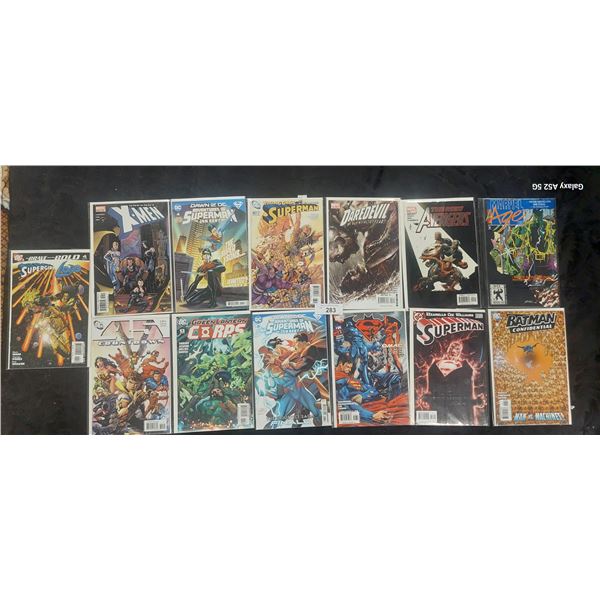 13 new comics, Superman, X-Men, Green Lantern, New Avengers, etc, all new in bags w/boards