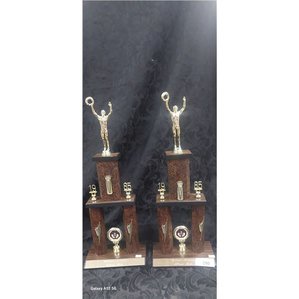Pair of 1985 trophies, 24" each