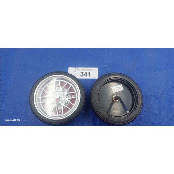 Tire desktop set, pen holder & clock