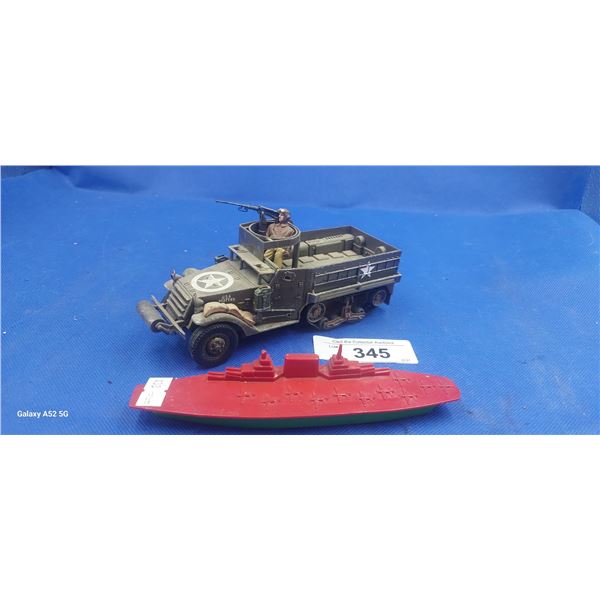 Vintage army truck and boat plastic