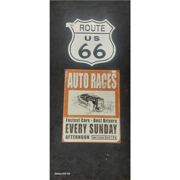 Pair of metal man cave signs