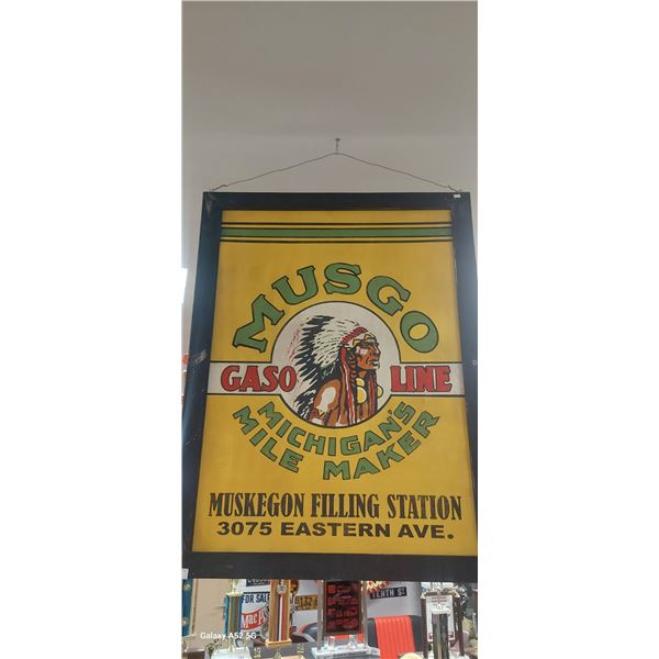 Gorgeous hand painted on wood, framed fantasy sign Musgo 48" x 36"